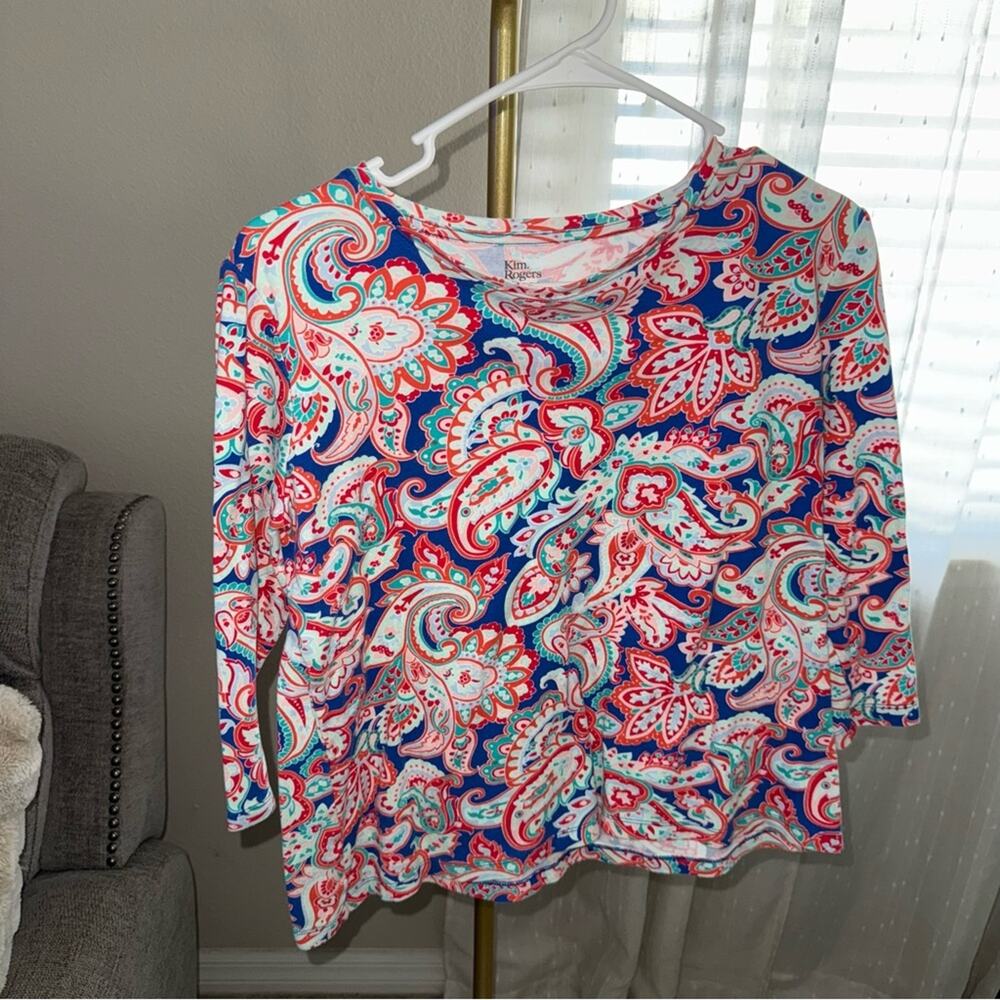 Kim Rogers Multicolor Paisley Long Sleeve Top